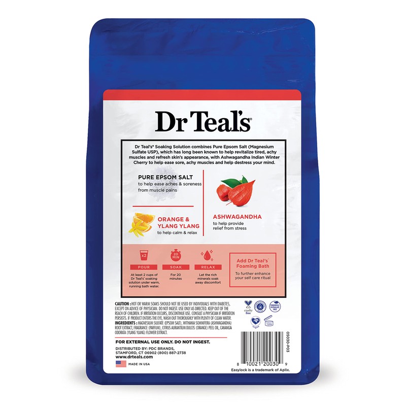 Dr Teal's Pure Epsom Salt, Ashwagandha & Essential Oils, 3