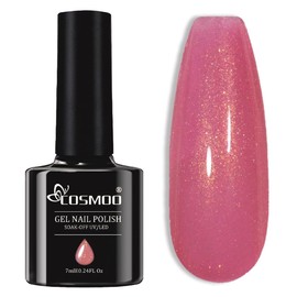 COSMOO Nude Gel Nail Polish Rose Pink Glitter Shimmer Neutral Sheer Soak Off LED UV Curing Requires Pigment Jelly Nail Gel Polish for Home Salon