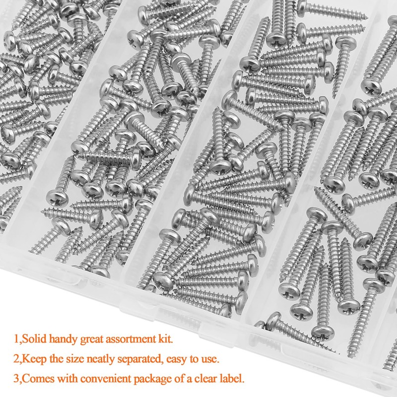 #4 x 3/8" 1/2" 5/8" 3/4" 1" Wood Screws Set,