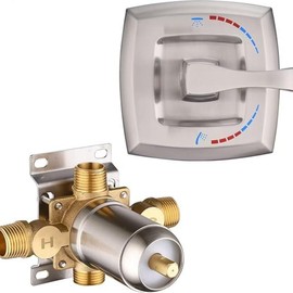 2 Way Shower Mixer Valves Wall-Mount Bathroom Copper Faucet Shower Diverter Fixtures Rough In Valve and Trim Kit, FULAIWANG Matte Black Water Modern - Color: Brushed Nickel