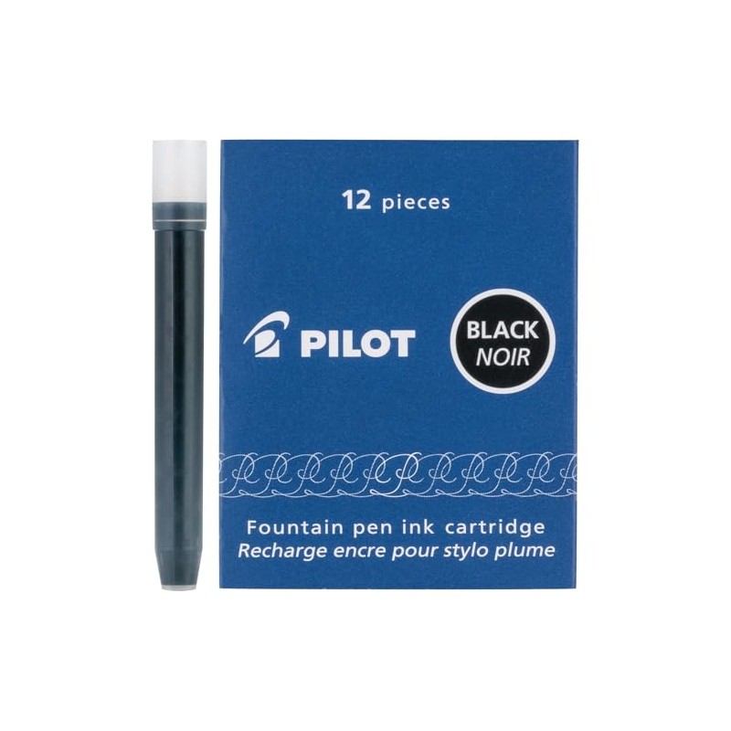 PILOT Namiki IC100 Fountain Pen Ink Cartridges, Black, 12-Pack (69100)