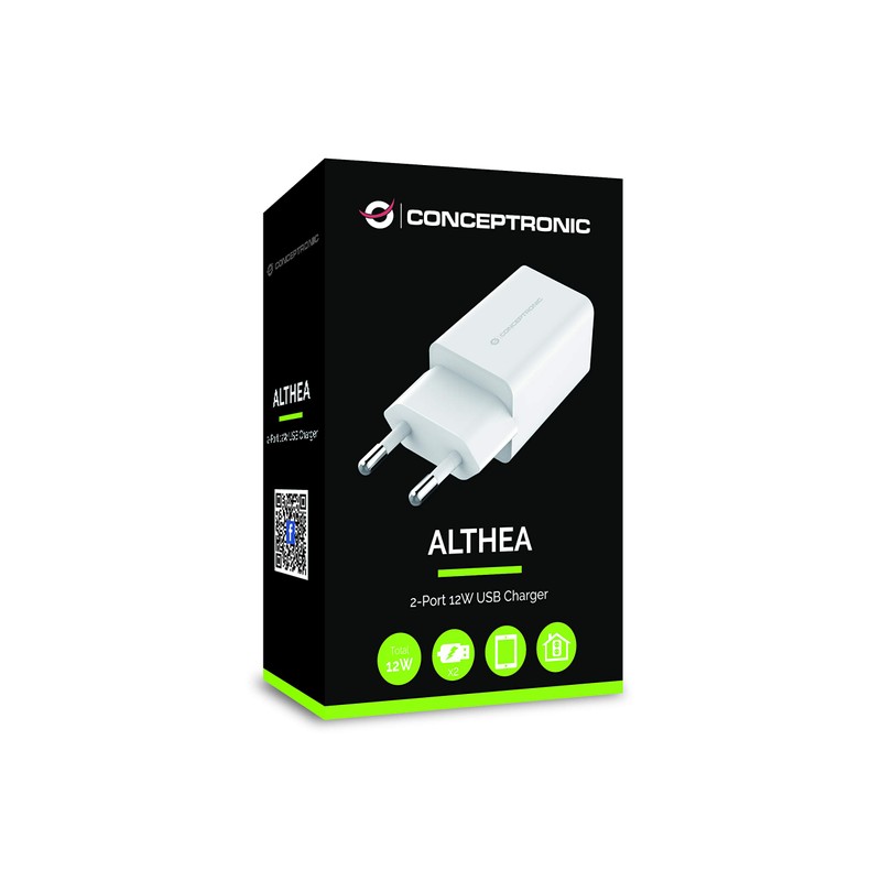 CARGADOR CONCEPTRONIC 2X USB 2.4A 12W BLANCO