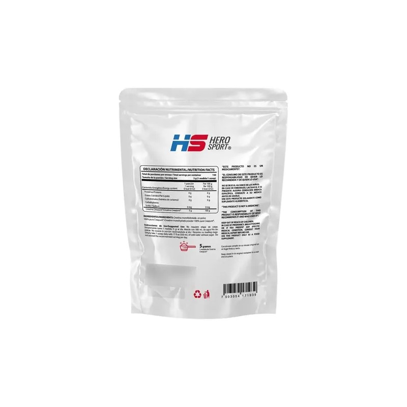 Hero Sport Creatina Monohidratada Creapure 750g. 100 Pura