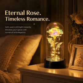 Eternal Rose Gift for Her – Acrylic Rose Display with LED Light for Valentine’s Day, Anniversary & Wedding Decor