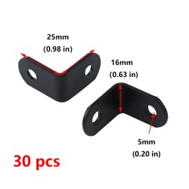 Antrader 1" x 1" Black Right Angle Brackets L Shaped Corner Brace Stainless Steel Shelf Brackets Fastener for Wood, Shelves, Furniture, Cabinet and More, 30 Pieces with Screws