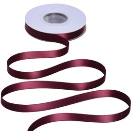 YAMA Cinta de satén de doble cara color burdeos de 1/2 pulgada 25 yardas Cinta de tela burdeos para envolver regalos, manualidades, lazos para el pelo, boda, fiesta, decoración de Navidad