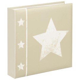 Hama "Skies" Slip-In Photo Album (Memo album with 100 pages, for inserting 200 photos in 10x15 format, Star motif, 22.5cm x 22cm), Beige photo book