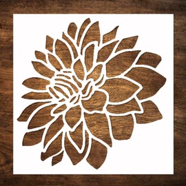 Large 12x12 Inch Dahlia Stencil for Painting on Wood, Canvas, Paper, Fabric, Walls and Furniture - Flower Stencil - Reusable DIY Art and Craft Stencils - Floral Stencil