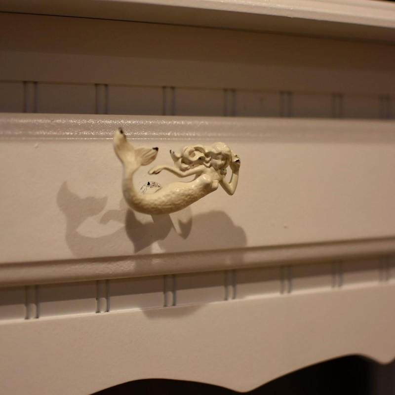 Treasure Gurus White Nautical Mermaid Metal Dresser Pull Knob Drawer
