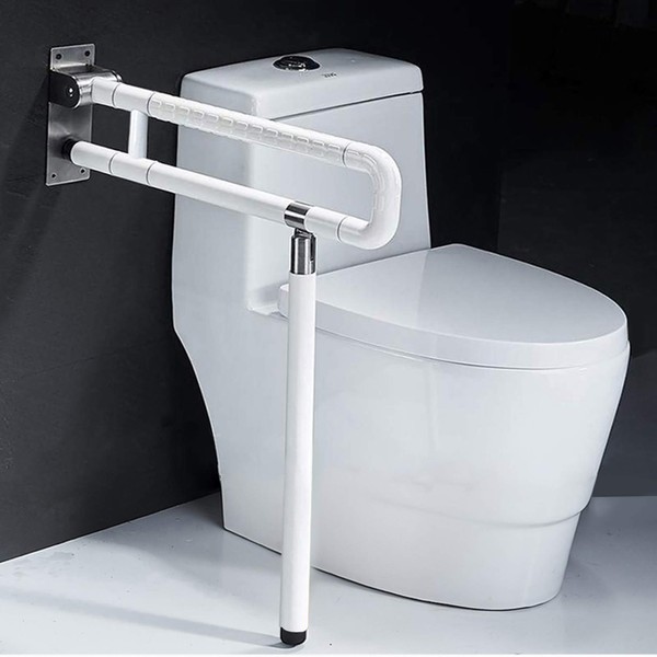 Foldable Toilet Grab Bar 304 Stainless Steel Shower Handrails Anti Slip Bathroom Seat Support Bar Flip-Up Bathtub Grab Arm Bar Hand Grips for Disabled Elderly Handicap Pregnant(White)