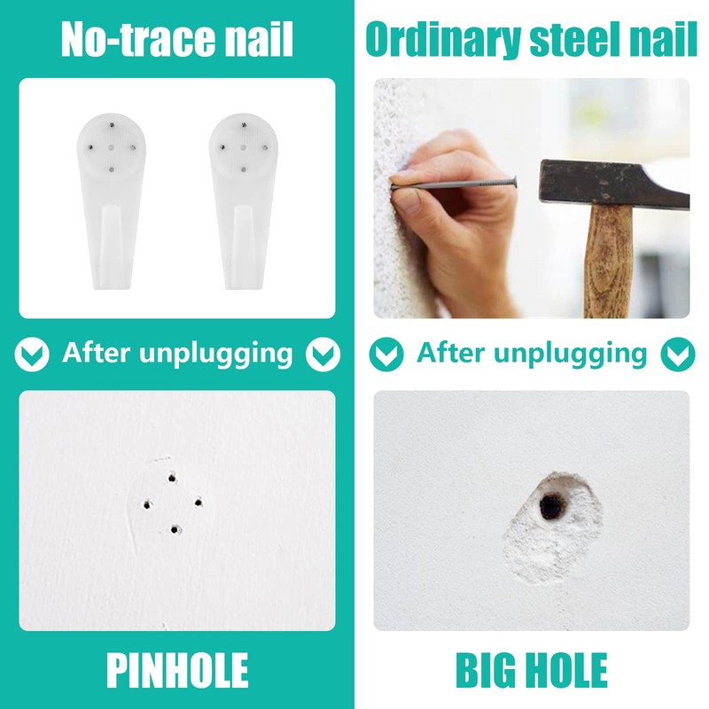 Auvotuis 20Pcs Non-Trace Wall Picture Hooks, Invisible Plastic Traceless Nail