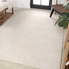 JONATHAN Y SCN100B-8 Skagen High-Low Minimalist Curve Geometric Indoor/Outdoor Area Rug, Modern, Contemporary, Geometric, Bohemian, Bedroom, Kitchen, Living Room, Non Shedding, Ivory/Cream, 8' x 10'