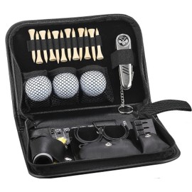 SANLINZOM Golf Accessories for Men and Women for Golfers, Accessories Set in Hi-End PU Case with Golf Balls, HD Rangefinder, Golf Tees, Cleaning Brush, 6-in-1 Divot Knife, Scorer, Golf Ball Clamp
