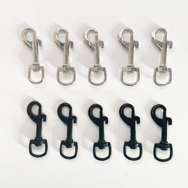 Pack of 10 Swivel Snap Hooks Connectors Swivel Carabiner Clip Carabiner Hook with Straight Swivel Dog Lead Carabiner Hook for Dog Collar Robust Alloy Steel Rotating Straight Black