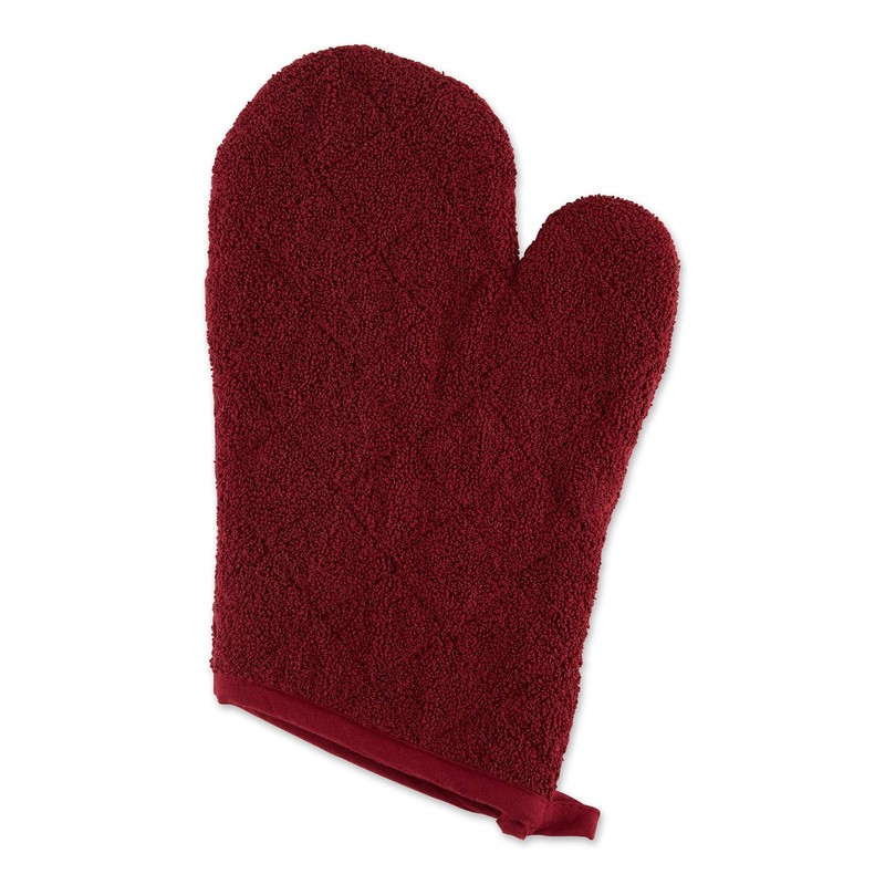 DII Basic Terry Collection 100% Cotton Quilted, Oven Mitt, Wine,