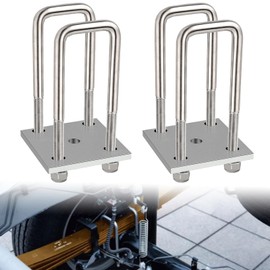 4 Set Stainless Steel Square U-Bolt Kit for Boat Trailer, Heavy Duty U-Bolt with Nuts and Frame Plate for Automobile, Ski, and Sailboat Trailer (1/2" D x 2-1/16"W x 6-5/16"L+Plate)