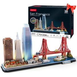 CubicFun 3D Puzzles for Kids Ages 10-14 LED San Francisco Cityline, Arts and Crafts for Kids Ages 8-12 STEM Projects for Kid Age 10-14 Gifts for 8 Year Old Toys for 10 Year Old Girls Architecture