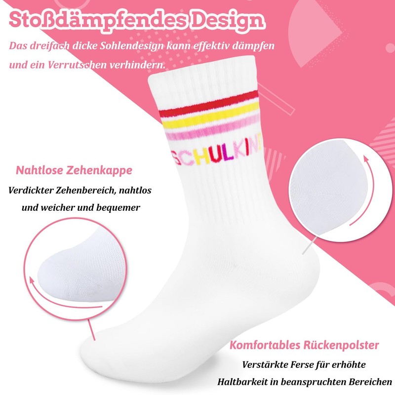 Orifinter Schulkind Cotton Socks 27-32 Children's Cotton Socks School Gift,