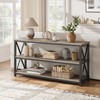 Industrial Long Console Table, 55 Inch 3-Tier Entryway Table with