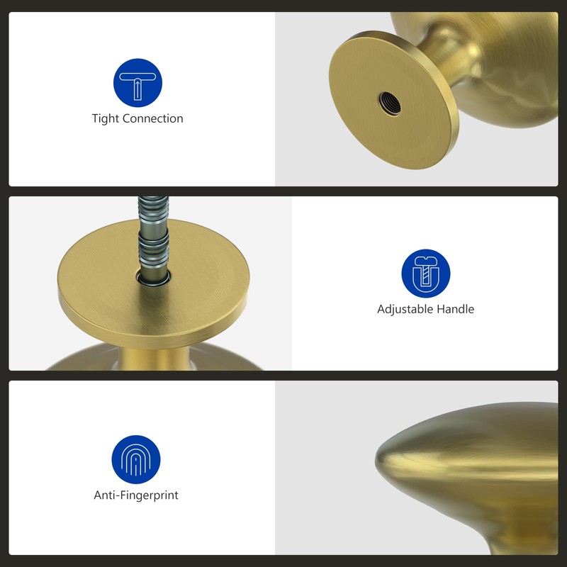LONTAN 10 Pack Brushed Brass Cabinet Knobs Round Cabinet Hardware