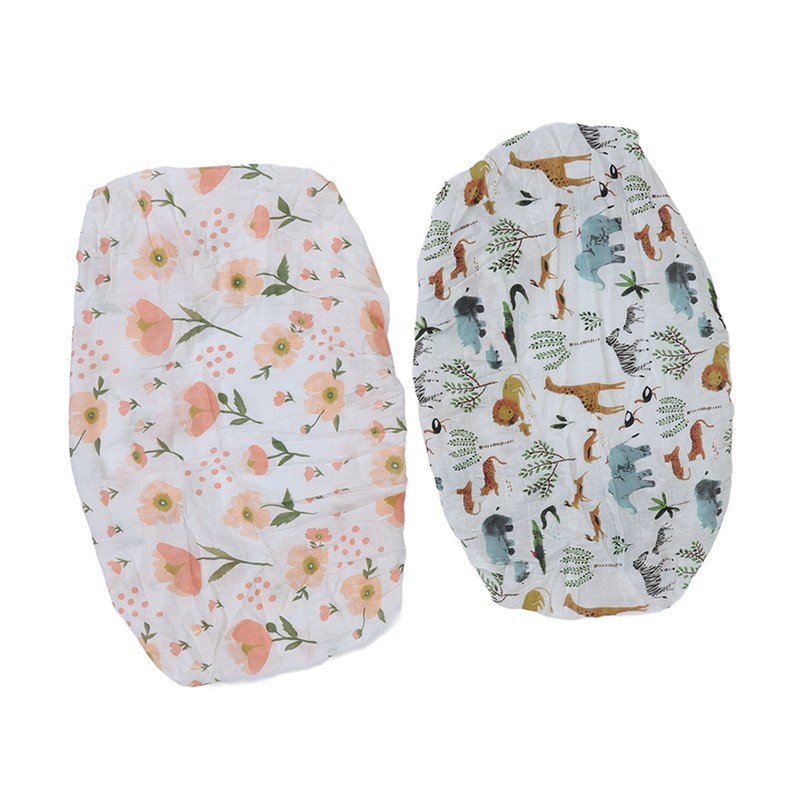 2pcs Baby Diaper Changing Covers Printing Cotton Yarn Removable Infant