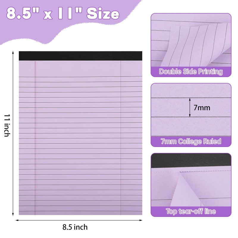 Thboxes Colored Legal Pads 8.5 x 11, Wide Ruled 5