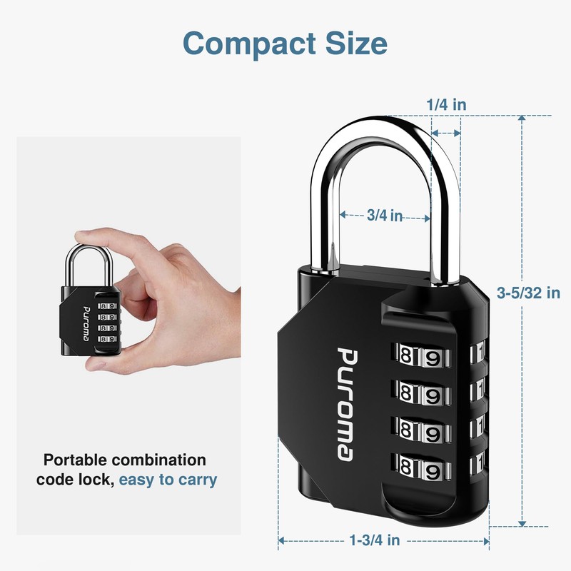 Puroma 3 Pack Combination Lock for Locker 4 Digit Outdoor