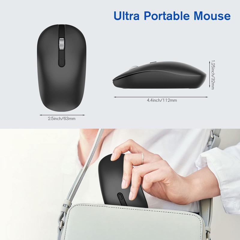 cimetech Kabellose Maus 2.4GHz Leise Funkmaus Ergonomisch mit USB-Empfänger 3