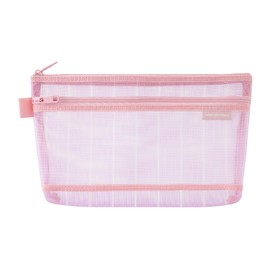 Midori 41851006 Mesh Stripe Pattern Purple Pen Pouch