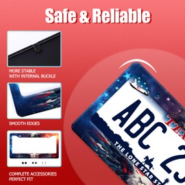 American Flag Eagle License Plate Frame Starry Galaxy USA Flag License Plate Holder Funny License Plate Stainless Steel Patriotic Car Accessory with Screws Men Women Car Decoration 12.3" x 6.3"