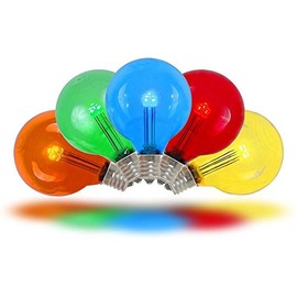 Novelty Lights 25 Pack G40 LED Outdoor String Light Patio Globe Replacement Bulbs, Multi, 3 LED's Per Bulb, Energy Efficient