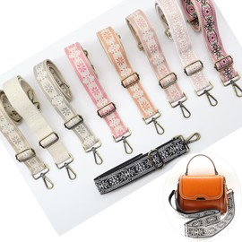 LEMEDE Purse Strap Adjustable Replacement Crossbody Bag Strap Retro Jacquard Embroidery Shoulder Straps for Canvas Bag