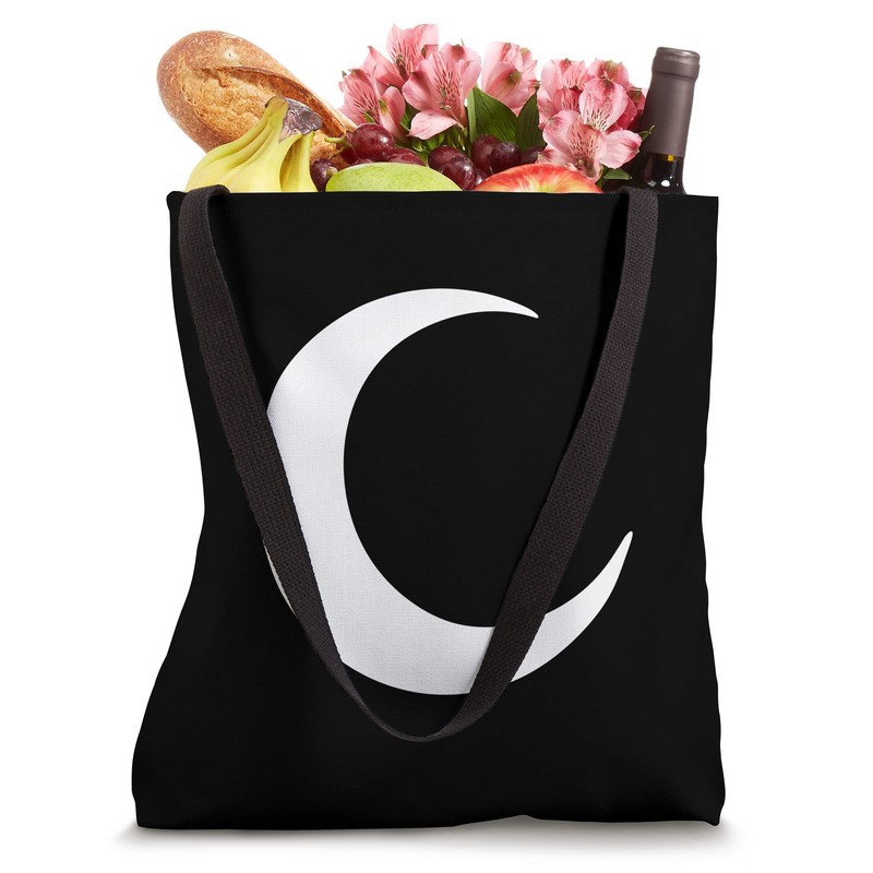 White Black Minimalist Crescent Moon Tote Bag