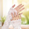TeeYee Women's Floral Lace Elbow Length Arm Sleeves - White