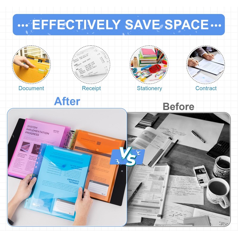 Agoer Pack of 20 A4 Document Wallets Filing, 7 Colours