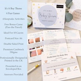 Baby Shower Games Bundle Boy Blue - 9 Games Including Keepsake Cards Boxed Neutral, boy, 10 Player Pack (Its a Boy)