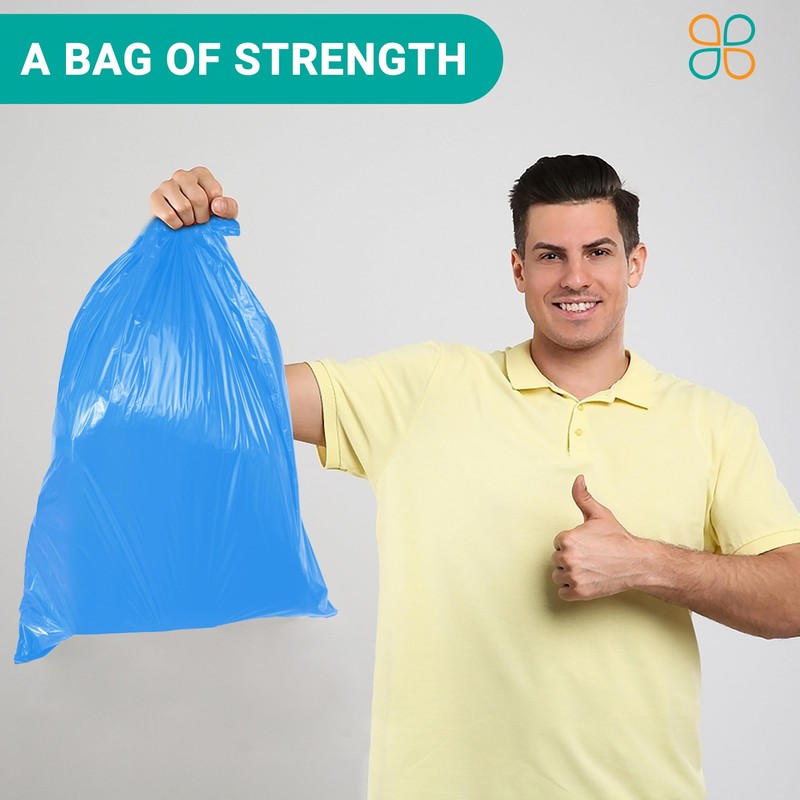 PlasticMill Heavy Duty Trash Bags - Blue Garbage Bags -