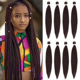 Braiding Hair Pre Stretched 30 Inch 8 Packs Long Braiding Hair Extension Pre Stretched Braiding Hair Professional Synthetic Hair For Braiding Crochet Twist Braids Soft Yaki Texture(30",99J-8P)