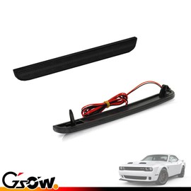 GSOWO 2 PCS LED Rear Bumper Reflector Cover for Dodge Challenger 2015-2023, Smoked Lens Red Tail Cover, 80-Reflector Light Kit, Car Accessory - Smoked Lens