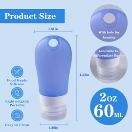 AICMEI 4-Pack Squeeze Salad Dressing Containers, Leak Proof Food Storage Sauce Bottles, Portable Small Silicone Containers - 4 Colors (2 oz)