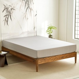 Wake In Cloud - 100% Bamboo Fitted Sheet, 1 Piece, Cooling Breathable & Silky Soft, Extra Deep, Silver Grey, King Size