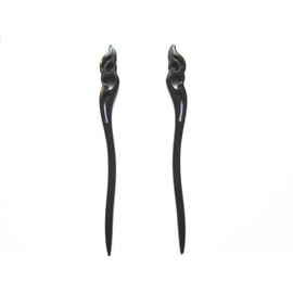 Myhsmooth Z8z-bg-moon 2 Count Hair Sticks Natural Black Sandalwood(ebony) Handmade Carved Hair Clip Shawl Hair Pins Pack of 2 Pcs :Hold the Moon