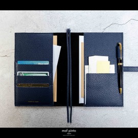 Maf Pinto (マフ ピント) Leather Notebook Cover - Genuine Leather Made in Japan (63. Navy, A5 Size (ADRIA LINE))