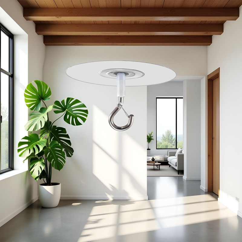 1pc Silver Adhesive Ceiling Hook-Weight-Bearing Stick-On Ceiling Hooks, Sticky Ceiling