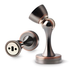 Door Stoppers, Magnetic Door Stop, Oil Rubbed Bronze Stainless Steel, Heavy Duty Wall Floor Mount Magnet Door Holder Soft Catch Magnetic Doorstops for Bottom of Door, 2 Pack
