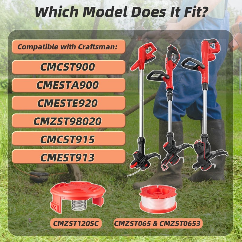 10 Pcs CMZST0653 String Trimmer Spools Compatible with Craftsman Weed