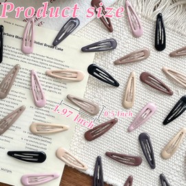 36 PCS 2 Inch Metal Snap Hair Clips Water Drop No Slip Hair Clips for Women & Girls,Strong Hold Matte Hair Clips for Thick Hair & Thin Hair,Hair Barrettes for Women.Metal Snap Hair Clips Accessories