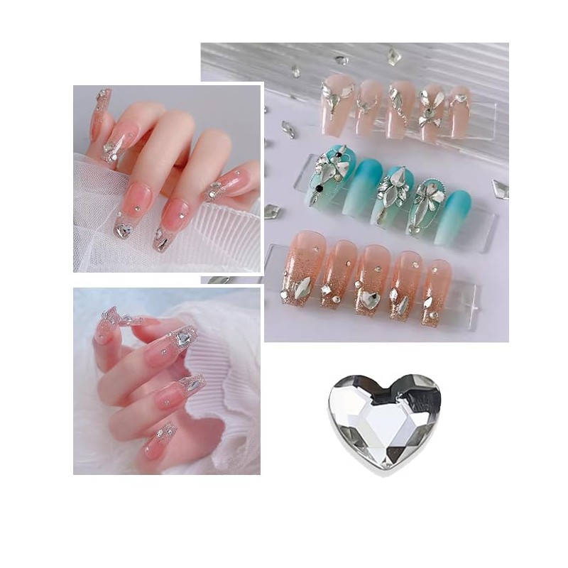 YFFSFDC Nail Parts, Rhinestones, Nail Art Parts, 3D, Large Capacity