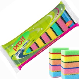 Sponge Scourer Washing Up Sponges pack of 20 - Bettina Sponge Scourers - Washing Up Colourful Sponges for Kitchens Bathrooms and Heavy Duty Cleaning