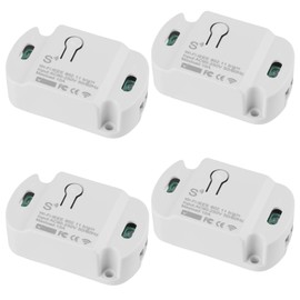 4 Pack Smart Lichtschalter Modul 10A, Mini Smart Home Sprachsteuerung/Timer, Smart Lichtschalter Module DIY, Smart Schalter, Mini DIY WLAN Schalter, Smart Switch Kompatibe mit Alexa Echo, Google Home